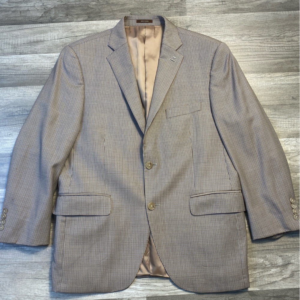Peter Millar Tan Micro-Check Sport Coat Blazer